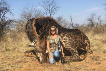 ¡CRUEL! Esta mujer mató a una jirafa negra y causó indignación en las redes (+Fotos)