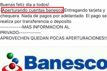 ¡PILAS! La nueva modalidad de estafa que aplican a los usuarios interesados en abrir una cuenta Banesco