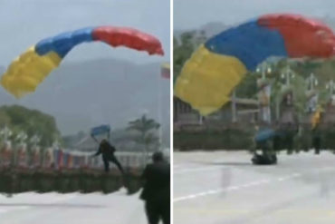 ¡SÓBATE! Paracaidistas rodaron en plena cadena mientras participan en el desfile de la Independencia (+Video +Eso dolió)