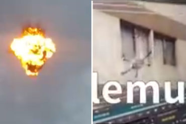 ¡VEA! Nuevos videos muestran el momento en el que un drone cae en edificio y el otro explota cerca de la tarima