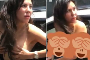 ¡SIN PUDOR! Esta mujer se volvió loca en una cola y mostró las lolas desde su auto (+Video Hot)