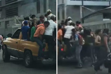 ¡DIGNIDAD POR LOS SUELOS! Mira cómo los caraqueños intentaron movilizarse en este transporte improvisado tras el apagón (+Video)