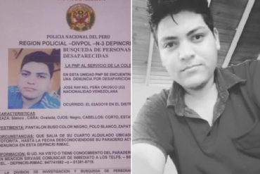 ¡SÉPANLO! Piden apoyo para encontrar a un joven venezolano desaparecido en Perú