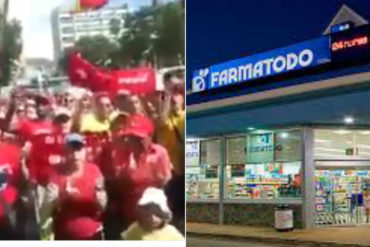 ¡TERRIBLE! Oficialistas protestaron frente a un Farmatodo en Caracas: «si no bajan los precios, les cerramos el negocio»