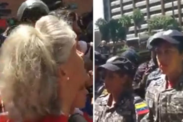 ¡SIN MIEDO! Esta doña le cantó sus verdades a la PNB en la marcha con destino a Miraflores (+Video)