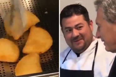 ¡IMPERDIBLE! El emotivo momento que vivió este chef venezolano cuando Macri fue a ver cómo preparaba arepas y empanadas en la Casa Rosada (+Video)