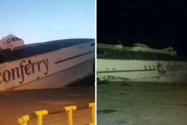 ¡QUÉ DESGRACIA! Así se hunde un buque de Conferry en el Puerto de Guanta, en Anzoátegui (y el gobierno ni pendiente) (Video + Fotos)