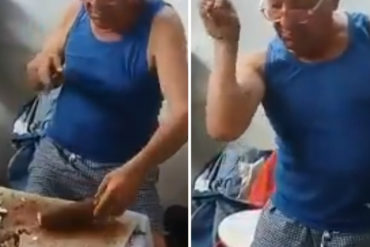 ¡QUE VEA EL MUNDO! Abuelo imita el «banquete» de Maduro pero con lo poco que pueden comer muchos venezolanos: yuca (+Video + cero carne)