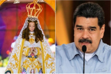 ¡LA BURLA! Maduro tampoco sabe de religión: le pidió la bendición a la Virgen del Valle y se le fue este pelón