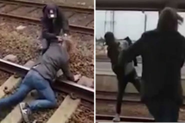 ¡QUÉ PELIGRO! El momento en el que un dominicano fue arrojado a las vías del tren en un ataque racista (+Video)