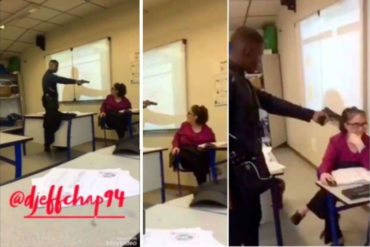 ¡ENLOQUECIÓ! Un estudiante amenazó a su profesora apuntándole con una pistola para que le pusiera «presente» (+Fotos de impacto)