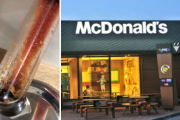 ¡ASQUEROSO! Estudiante encontró gusanos vivos dentro del dispensador de salsa en McDonalds (+video perturbador)