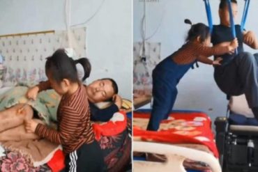 ¡CONMOVEDORA! La historia de la niña china de 6 años que cuida a su padre enfermo (+Fotos)