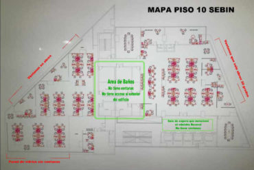 ¡PÍLLALO! Los detalles del plano del piso 10 del Sebin que contradicen versión oficial en caso Albán (baños no tienen ventanas + dato curioso en paredes)