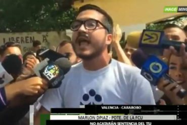 ¡REBELADO! Marlon Díaz, presidente electo de la FCU-UC, no acatará sentencia del TSJ: «Las actas hablan por sí solas”