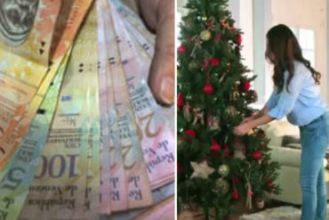 ¿FELIZ NAVIDAD? En medio de la crisis, ciudadanos decoran los árboles con billetes del viejo cono monetario (+Foto)