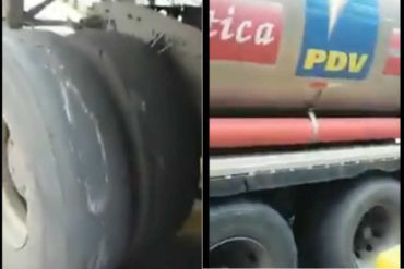 ¡TERRIBLE! El deplorable estado en el que circulan las gandolas de Pdvsa que transportan gasolina (+Video)