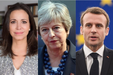 ¡ENTÉRESE! María Corina Machado ofreció a Theresa May y Macron su cooperación por la transición en Venezuela