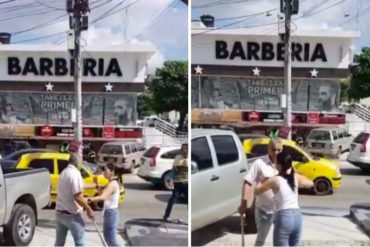 ¡QUÉ ESPECTÁCULO! Mujer sorprendió a su esposo con una amante y atacó el carro a batazos (+Video + Paró el tráfico)