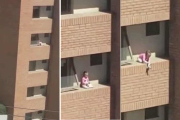 ¡IMPACTANTE! El peligroso e infartante juego de una pequeña niña ante un precipicio (+Fotos +Video)