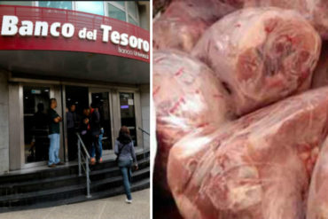 ¡CUOTA DE PATRIA! Trabajadores del Banco del Tesoro hacen largas colas por un pernil (+Foto)