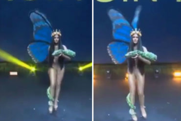 ¡AY, CHAMA! Sthefany Gutiérrez casi rueda durante su desfile en traje típico en preliminares del Miss Universo (+Video)