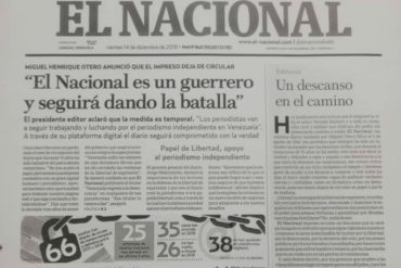 ¡TRISTE GOLPE AL PERIODISMO! «Un descanso en el camino”: así será la última primera página impresa de El Nacional