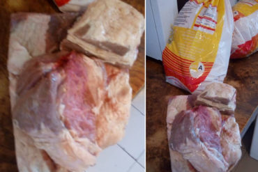 ¡LA BURLA! Con pellejos y unos pollos quieren calmar a quienes protestan por falta de pernil