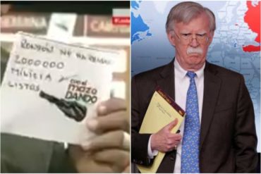 ¿ES EN SERIO? Diosdado trata de imitar a John Bolton: “2.000.000 de milicianos listos” muestra en un cartel (+Video)