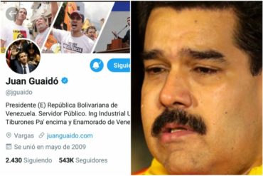¡BRAVO! Guaidó actualizó su biografía en Twitter e Instagram como “presidente encargado de Venezuela (+reportan a Maduro)