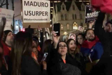 ¡SEPA! Venezolanos en Nueva York y París también protestaron frente a los consulados contra “usurpación” de Maduro (+Fotos +Videos)