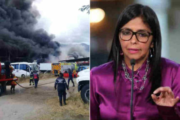 ¡SE LAVAN LAS MANOS! Delcy le achaca a “la derecha” el incendio en galpones del IVSS