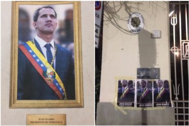 ¡IMPERDIBLE! Embajadas de Venezuela en Italia y Chile amanecieron forradas con fotos de Guaidó (+Videos)