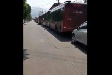 ¡ESTÁN SOLOS! La fila de autobuses que llevaron hasta Ureña para llenar la marcha de Diosdado (+Fotos) (+Video)