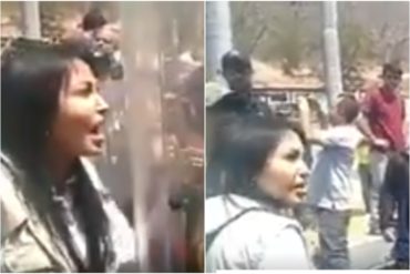 ¡RESTEADA! Delsa Solórzano se las canta a un GNB por bloqueo en La Cabrera: “Honra tu uniforme” (+Video)