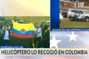 ¡VEA! El momento en el que Guaidó es trasladado en un helicóptero de la presidencia colombiana (+Video)