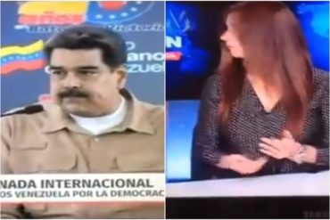 ¡HASTA ÉL SE IMPACTÓ! En plena transmisión Maduro reconoce a Guaidó como “presidente interino”  y la reacción de esta periodista de Venevisión fue memorable (+Video)