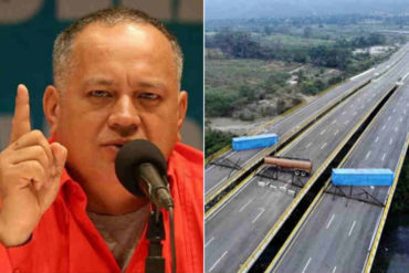 ¡AMENAZANTE! Así Diosdado trató de justificar la presencia de contenedores atravesados en el puente Las Tienditas (+Video)