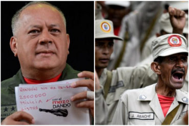 ¡BOCÓN! Cabello asegura que el chavismo tiene 4 millones de milicianos «listos para defender la patria» y armados con kalashnikow