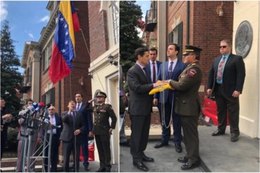 ¡ESPERANZADOR! El momento en que es izada la bandera nacional en la sede consular de Venezuela en EEUU (+Video)