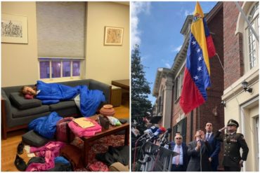 ¡HASTA SE QUEDARON A DORMIR! Activistas a favor del régimen de Maduro tomaron la Embajada de Venezuela en Washington (+Video)