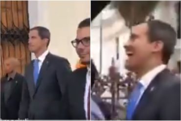 ¡RELAJADO! La divertida reacción de Juan Guaidó a insultos de chavistas al salir de la AN (+Video)