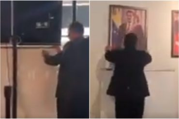 ¡ÉPICO! El momento exacto en que bajaron los cuadros de Chávez y Maduro del Consulado de Venezuela en Nueva York (+Video)