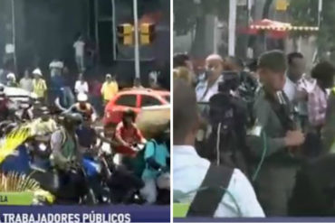 ¡URGENTE! Colectivos armados amedrentaron a los trabajadores sindicales que se movilizaban a la AN (+Videos)