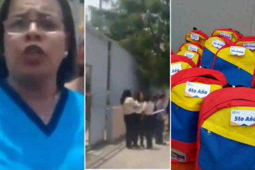 ¡EL COLMO! Prohibieron la entrada de alumnos a una escuela en Carabobo porque no tenía el bolso “bolivariano” (+Video +Alzada de la directora)