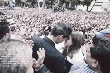 ¡MOMENTO TIERNO! El romántico agradecimiento de Guaidó a su esposa por acompañarlo pese a las amenazas del régimen (+Video)