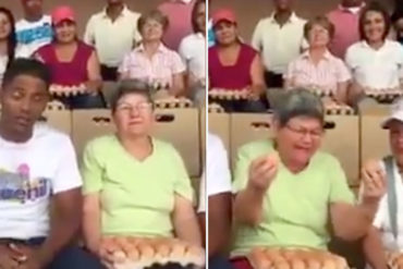 ¡QUÉ BAJO! Por un cartón de huevos le juran “lealtad” al régimen de Maduro (+Video)