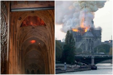 ¡DEVASTADOR! Las primeras imágenes del interior de la Catedral de Notre Dame de París tras el gran incendio (+Fotos)