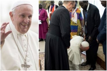 ¡SORPRESIVO GESTO! El papa Francisco besó los pies de los líderes enemigos de Sudán del Sur: «Manténganse en la paz. Se los pido con el corazón» (+Videos)