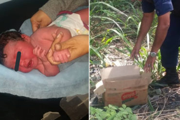 ¡TERRIBLE! Hallaron a bebé abandonado en una caja en terreno en el estado Aragua (+Fotos)